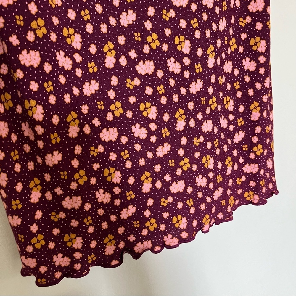 Free People IRL Mini Skirt Floral Print Plum Combo Size 8 - Picture 5 of 5